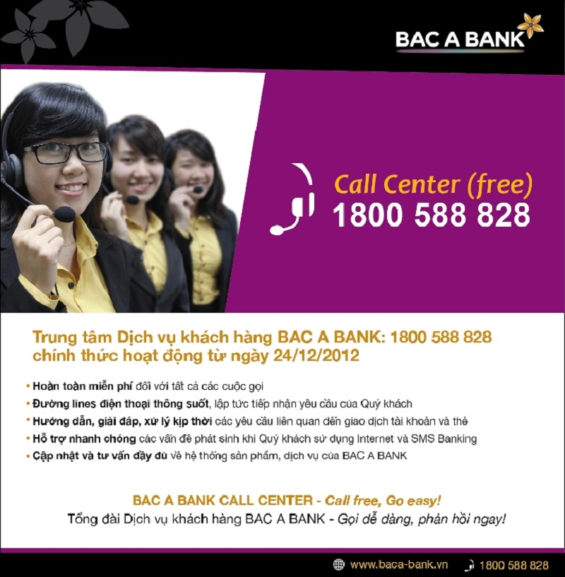 Hotline Bac A Bank luôn hoạt động 24/7 và hoàn toàn miễn phí